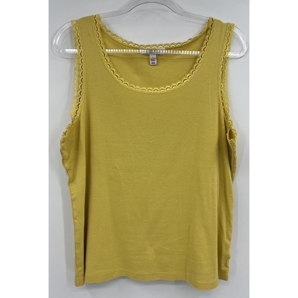 JM Collection Tank Top Size Large Sleeveless Lace Trim Y2K Goldenrod